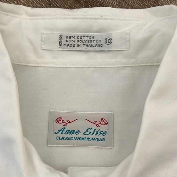 Vitg Embroidered Christmas Holly White Button Up Shirt Womens Size 10 Anne Elise - Picture 2 of 15